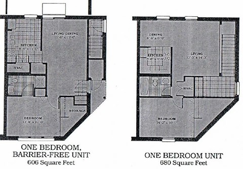 Floor plan for 1 bed, 1 bath, 680 sqft